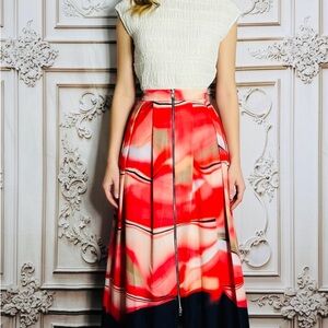 DKNY Vibrant Red and Black A-Line Skirt